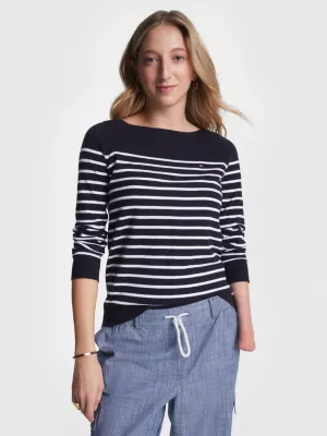 Suéter Adaptive Heritage Stripe com Decote Canoa