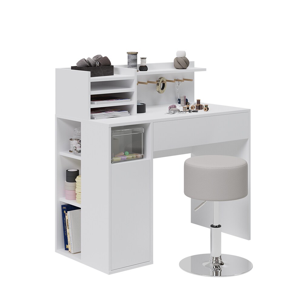 Vicco Schreibtisch, Weiß, 2 Teile, mit Hocker