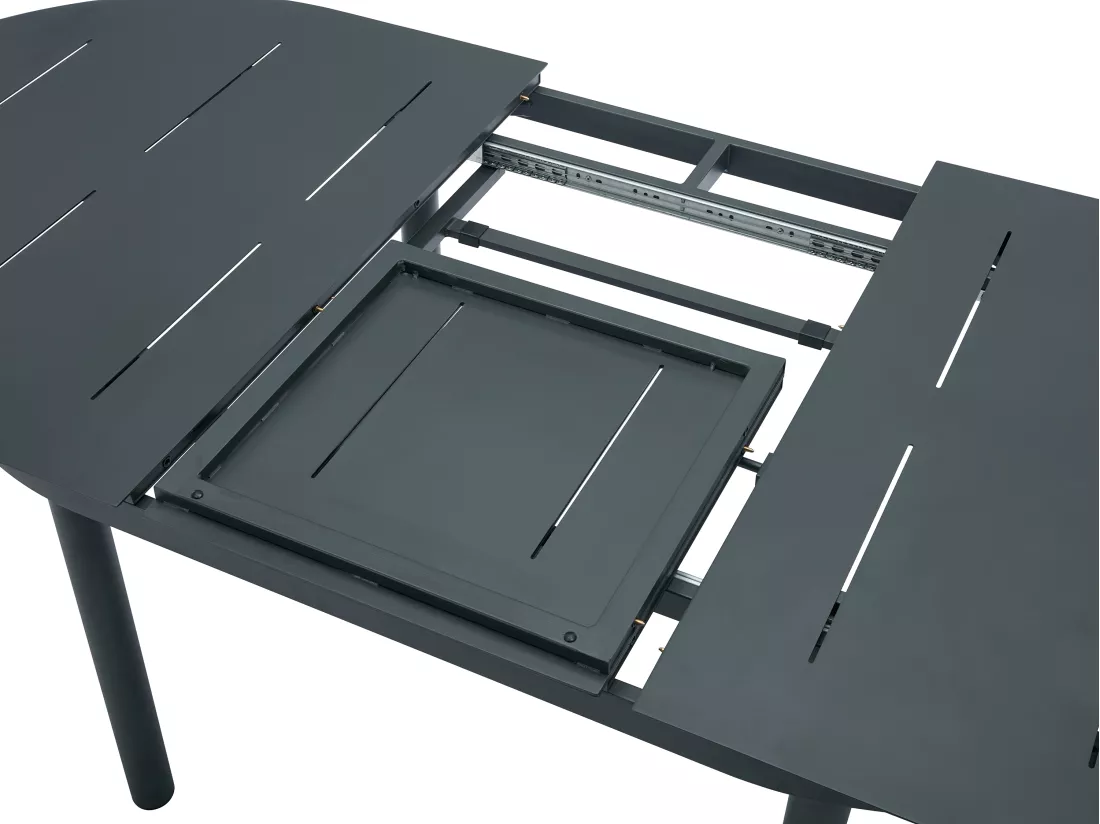 Salle à manger de jardin en aluminium : table extensible L.170/240 cm et 6 fauteuils empilables - Anthracite - LOTTYS de MYLIA
