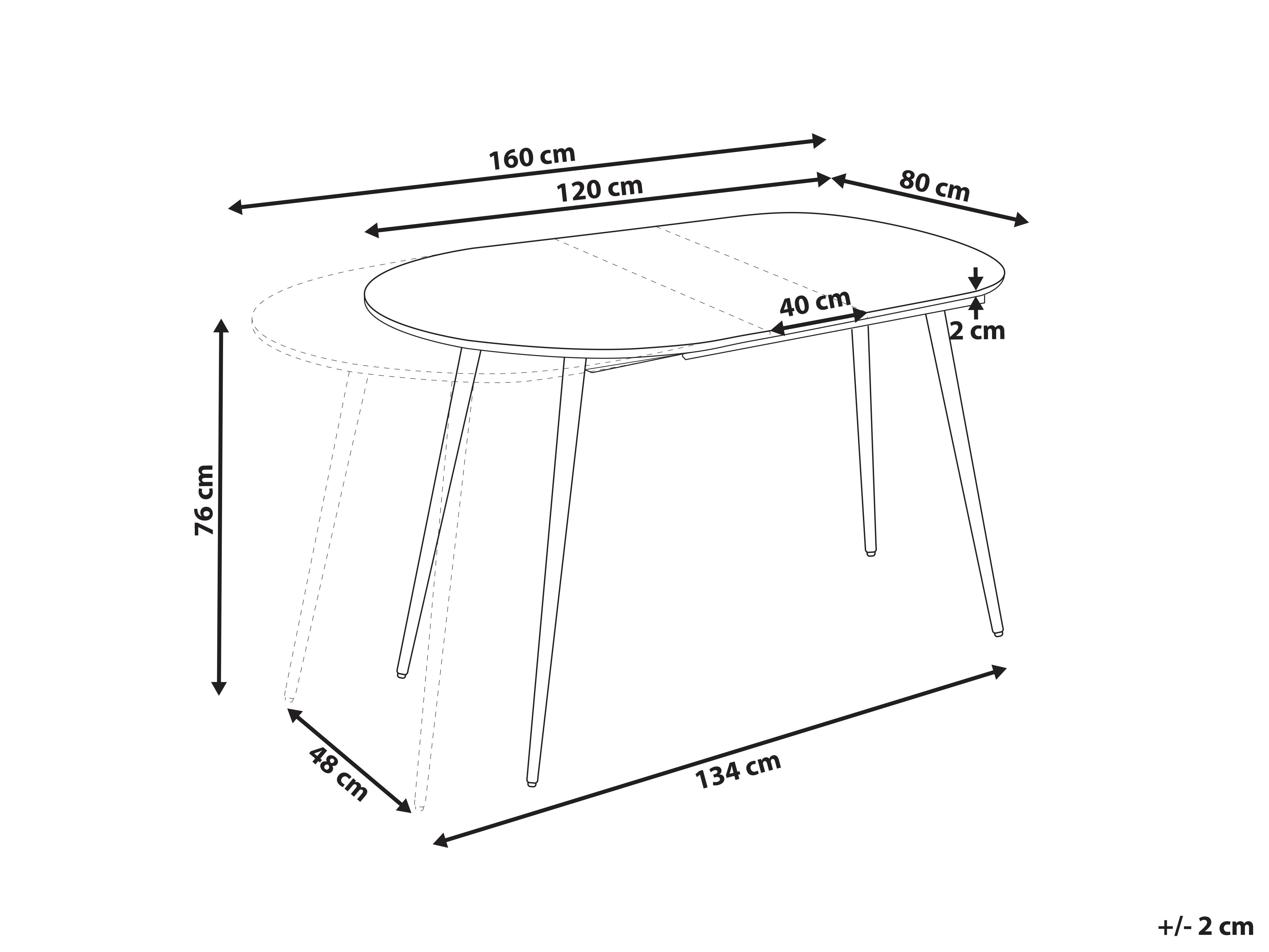 Eettafel uitschuifbaar STAVERTON Wit 80 cm 120/160 cm