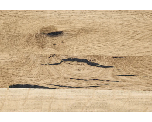 Tafelblad van vintage geolied eikenhout met levende rand, doorlopende duigen, 2000x1000x26 mm