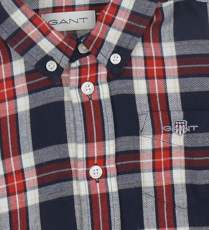 GANT Skjorte - Checked Flannel - Evening Blue