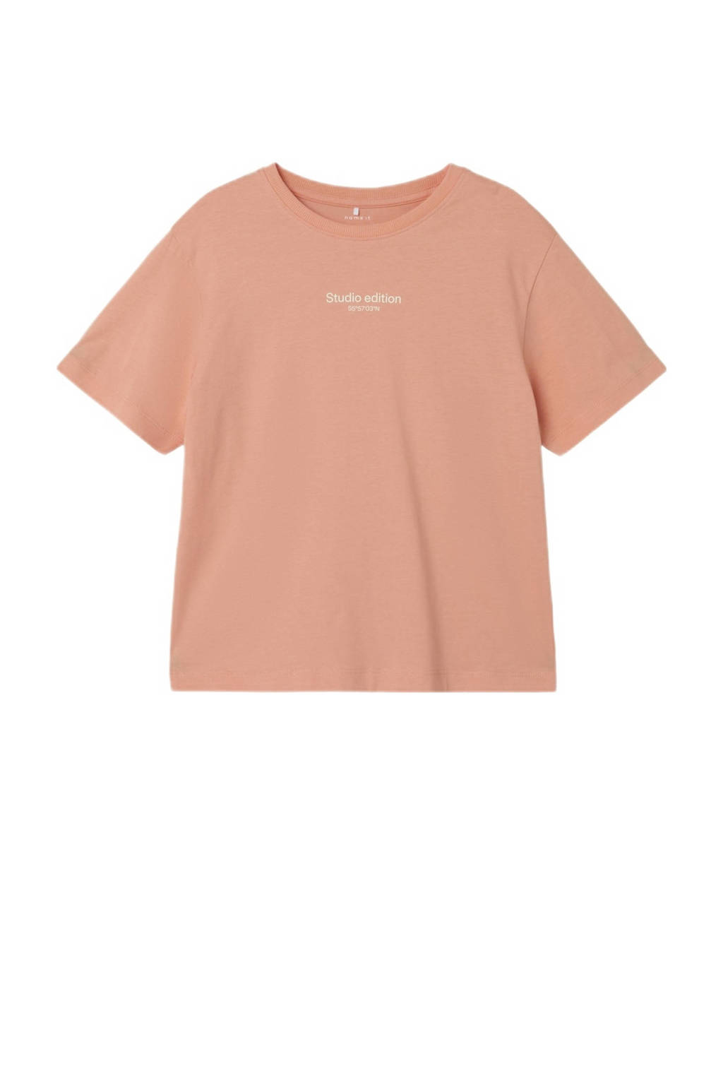 NAME IT T-shirt NKMBRODY met tekst zachtoranje