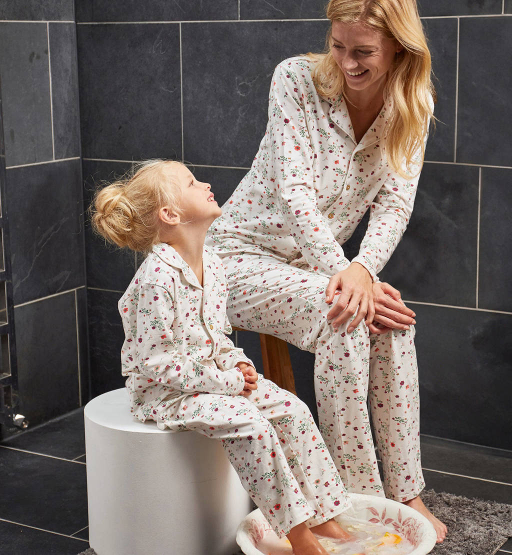 Little Label pyjama wit met bloemenprint