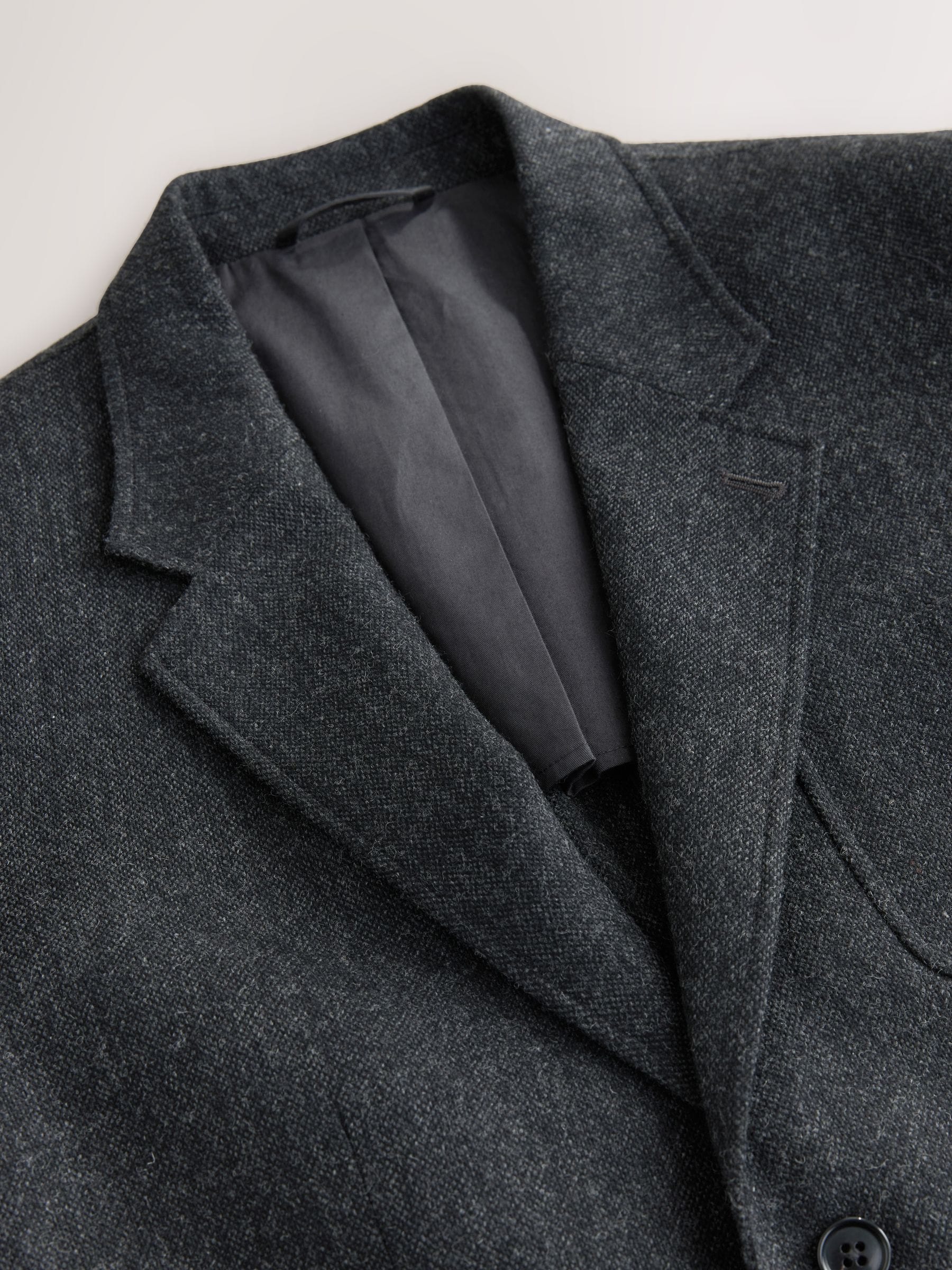 Antraciet - Relaxed Fit Wollen Pak Blend Jack