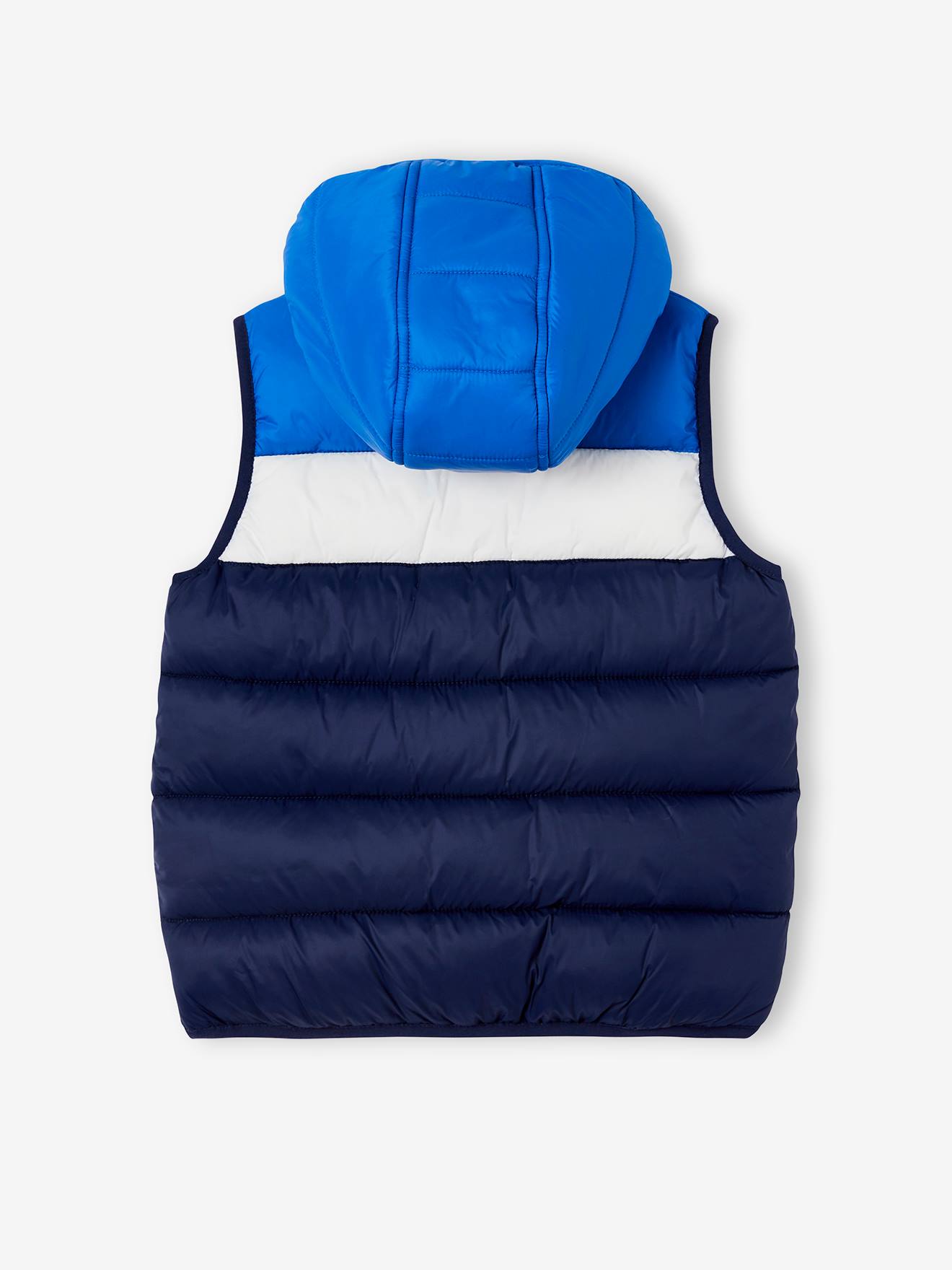 Colete acolchoado com capuz em blocos de cores, para meninos, cáqui