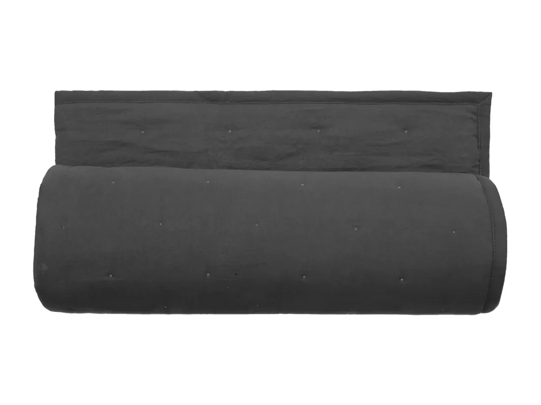 Couvre-lit 240x260 CELESTE velours piquage points brodés Anthracite