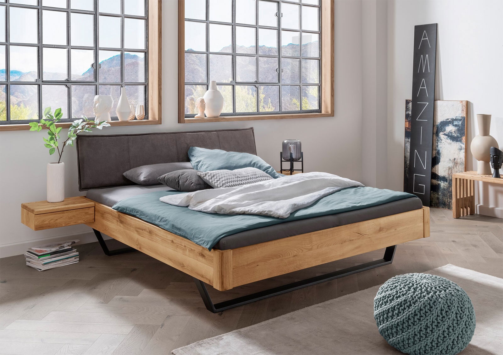 Bettgestell VI 180 x 200 cm braun/ anthrazit