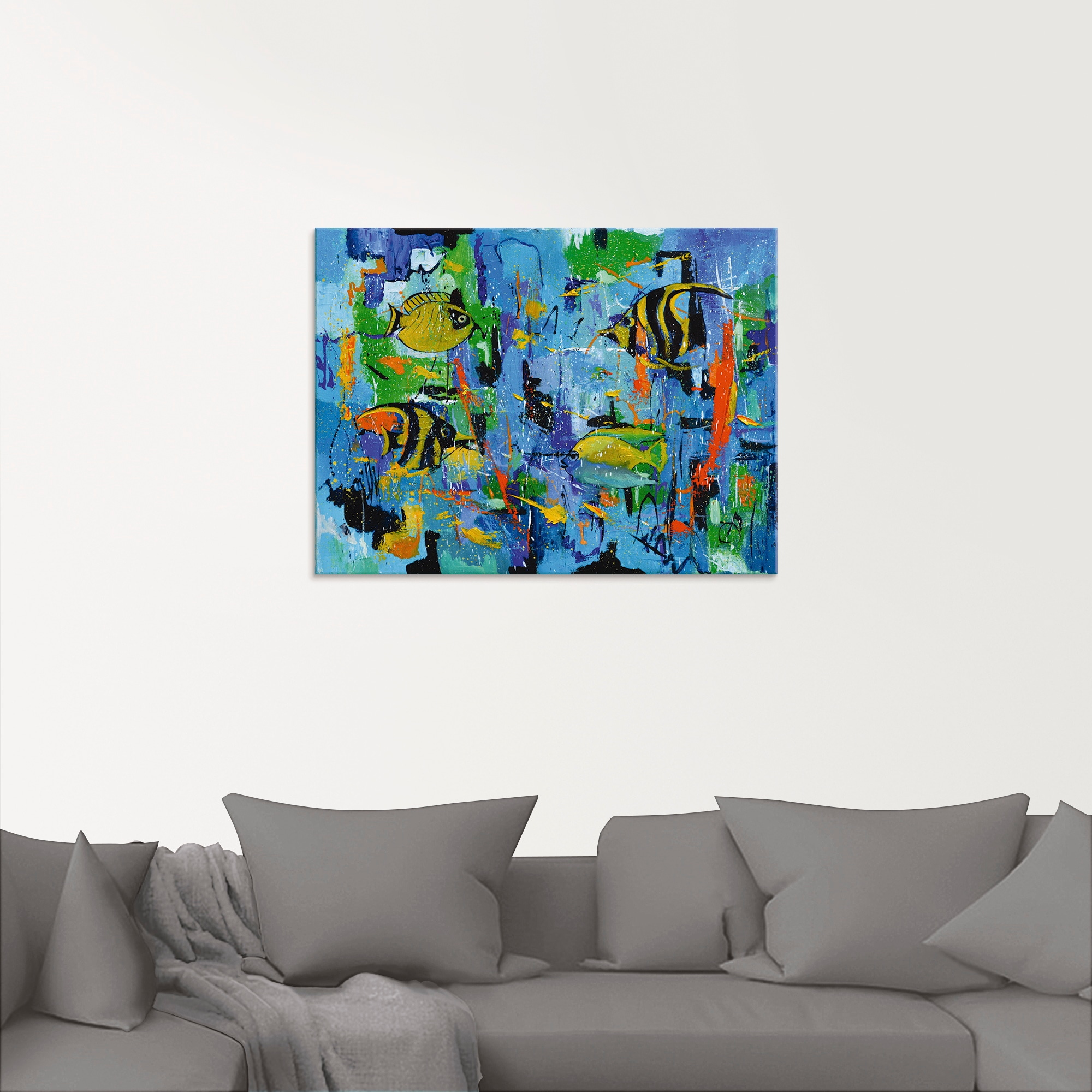 Artland Glasbild »Abstrakt Fische Blau« Wassertiere 1 Stk. tlg. in verschiedenen Grössen