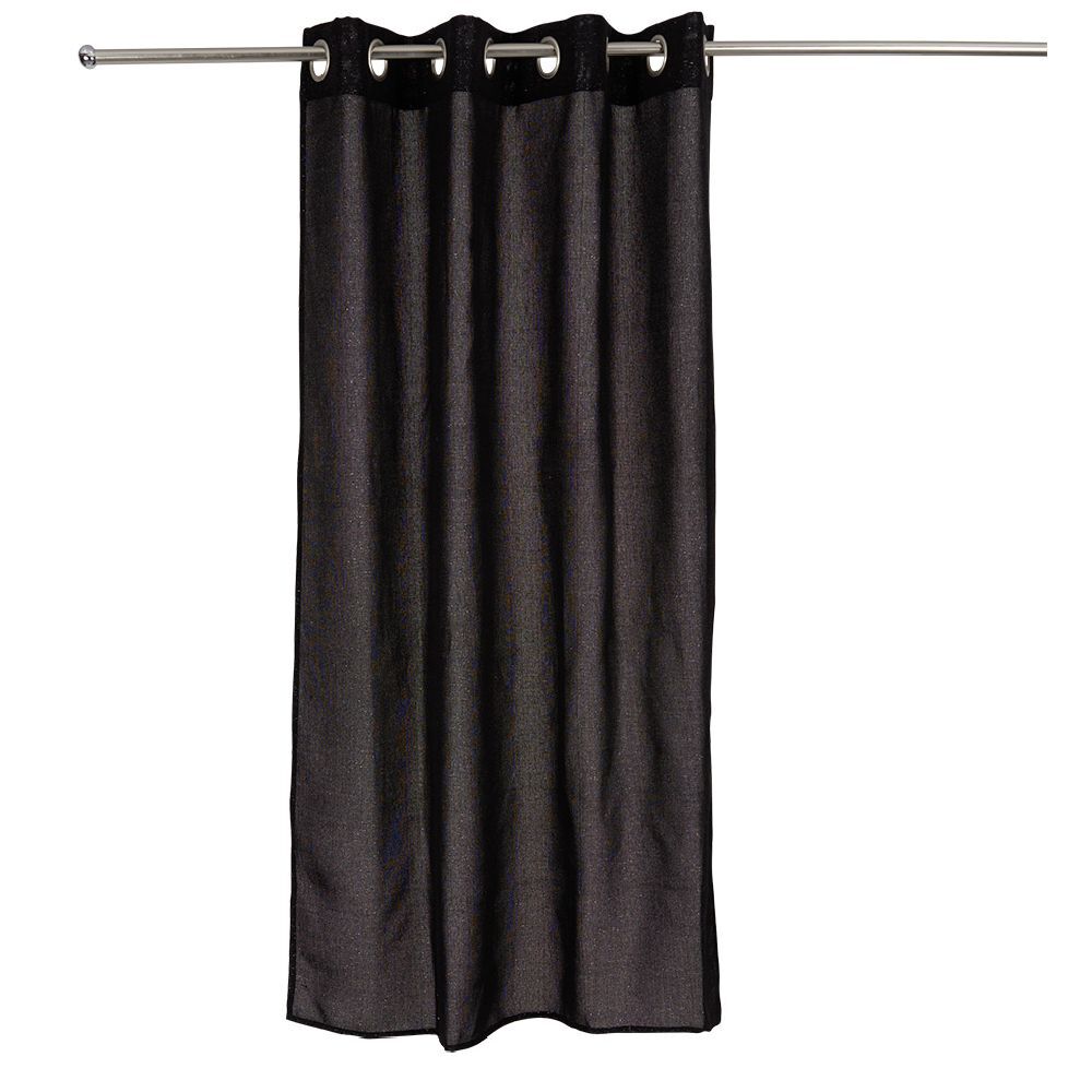 Rideau uni noir et fil métallique brillant 100% polyester 140x240cm