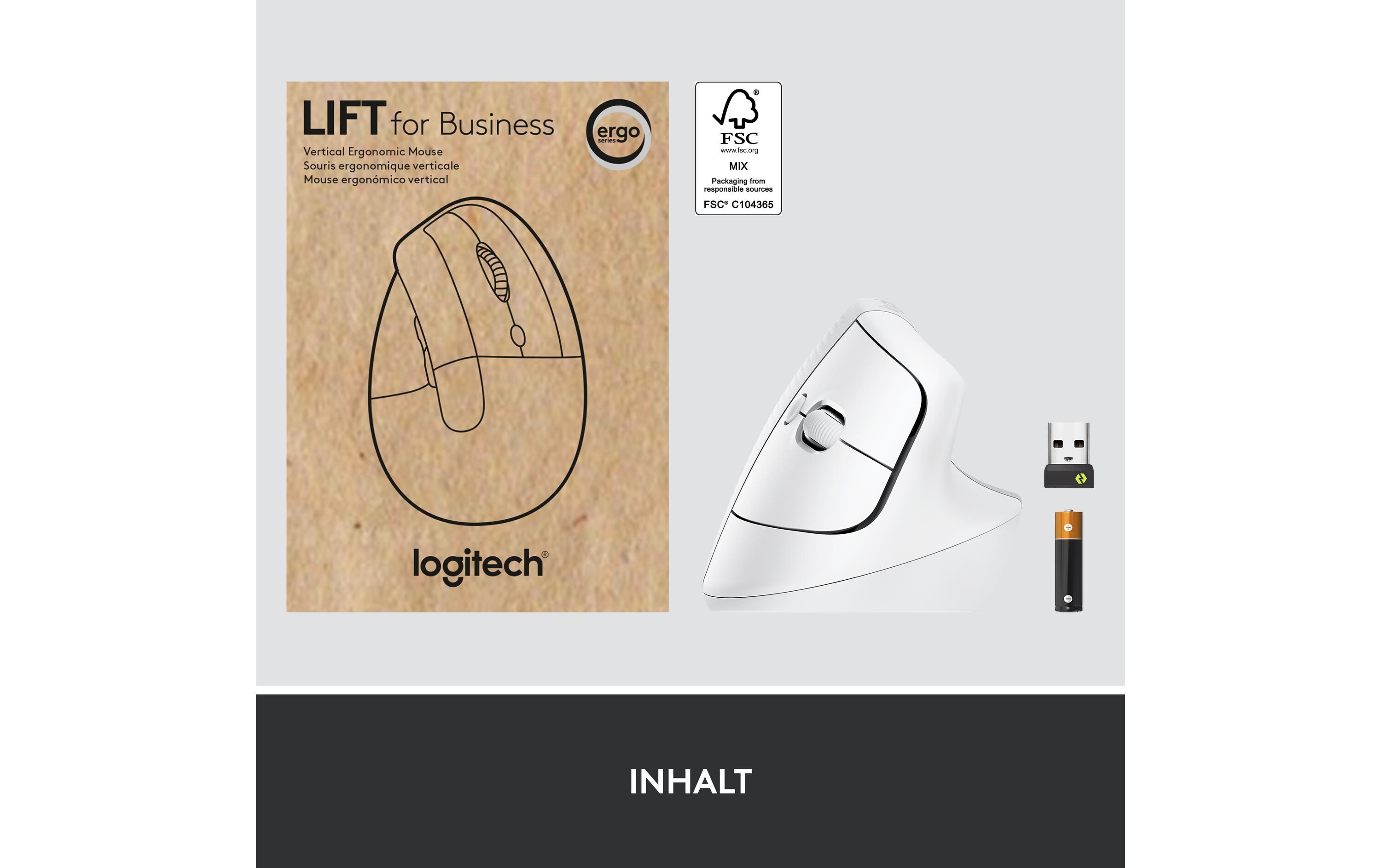 Ergonomische Maus Lift for Business Off-whiteKomfortable ergonomische Maus mit vertikalem Design für kleine bis mittelgrosse Hände