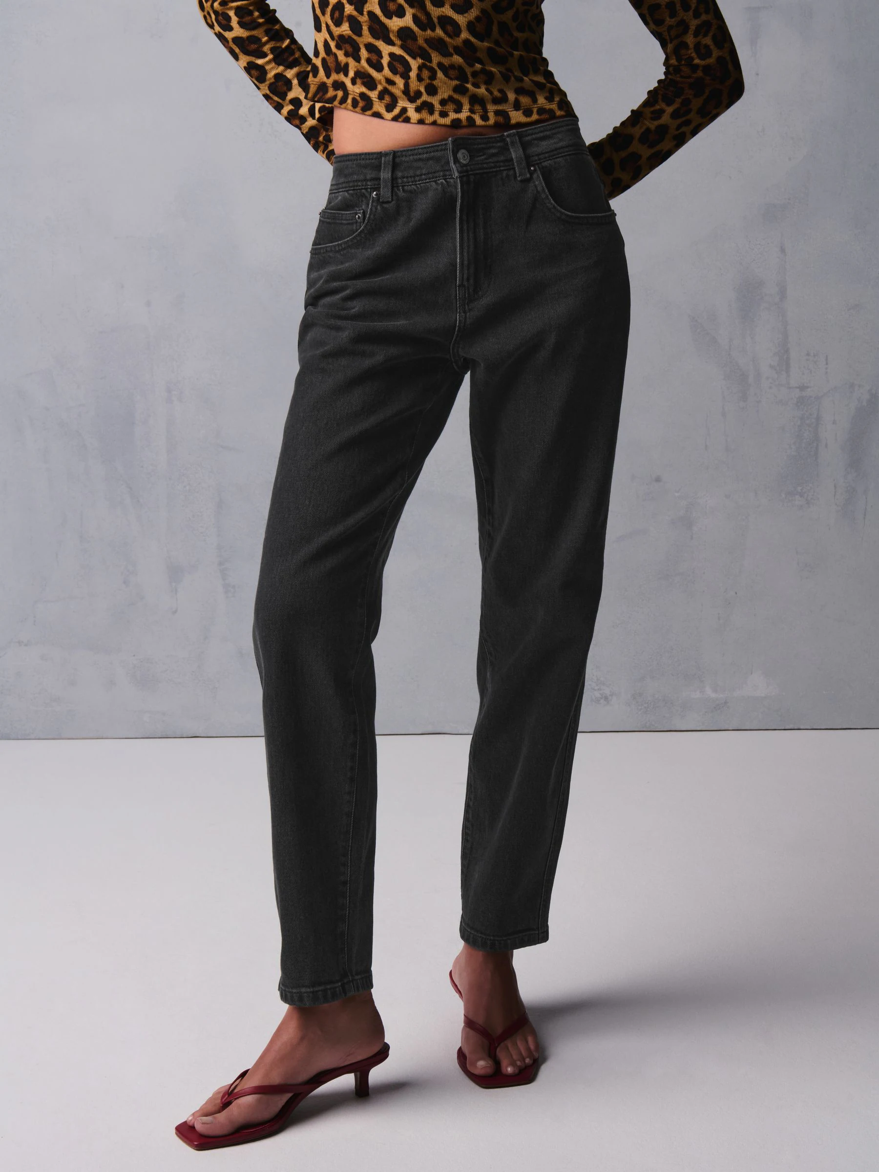 Zwarte wassing - Mom comfort stretch jeans