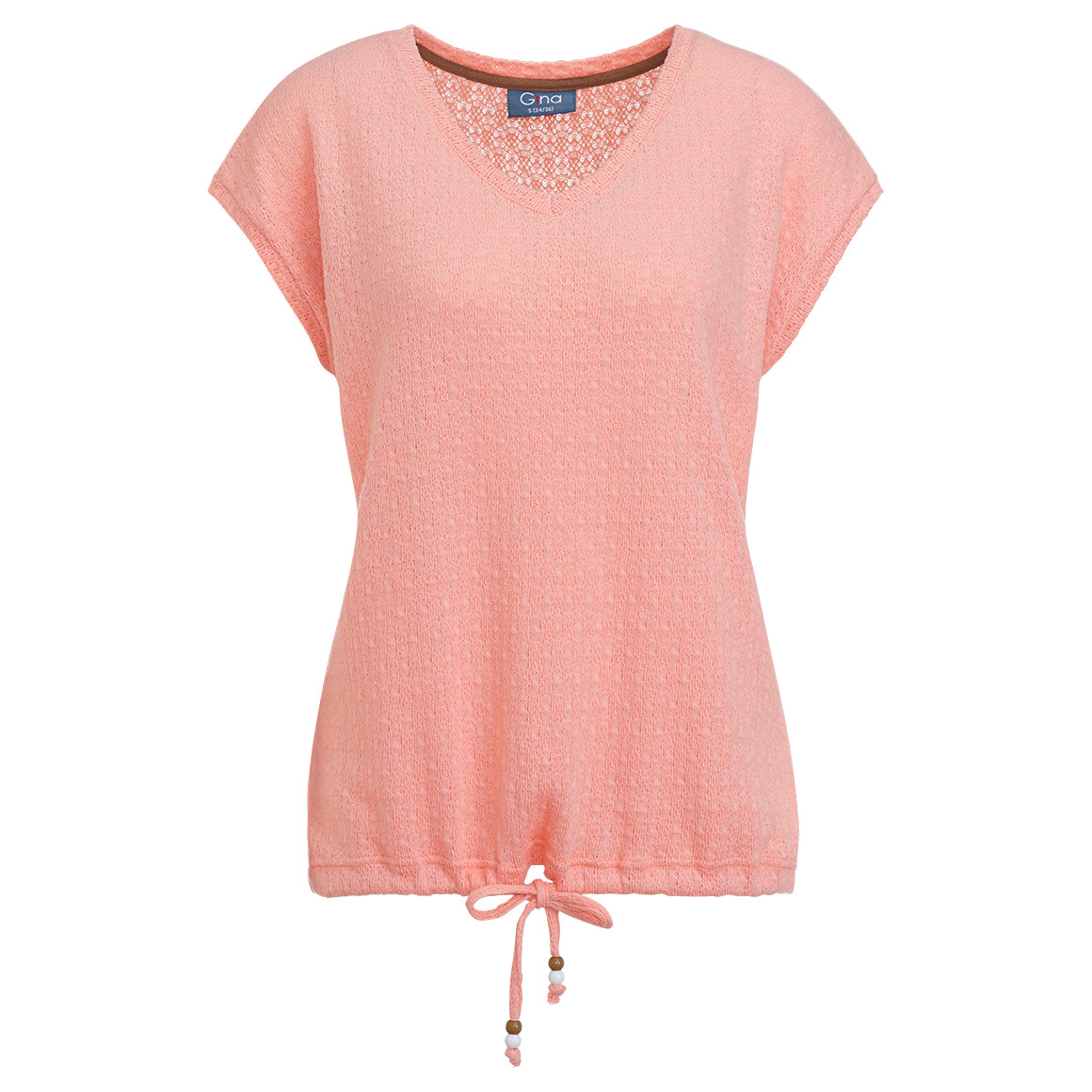Gina Damen T-Shirt mit Knotendetail rosa