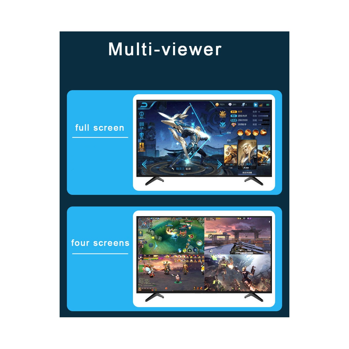 NÖRDIC HDMI-skaleringsbryter 4 til 1 med Multiviewer 4K30hz HDCP1.4