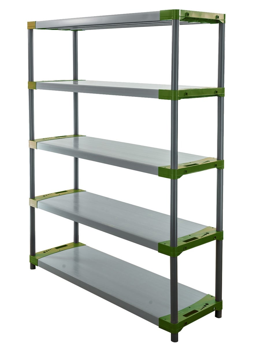 PROREGAL Plastic Plank Grey Bear Hoog HxBxD 180 x 150 x 46 cm Plank Draagvermogen 70 kg Grijs/Groen