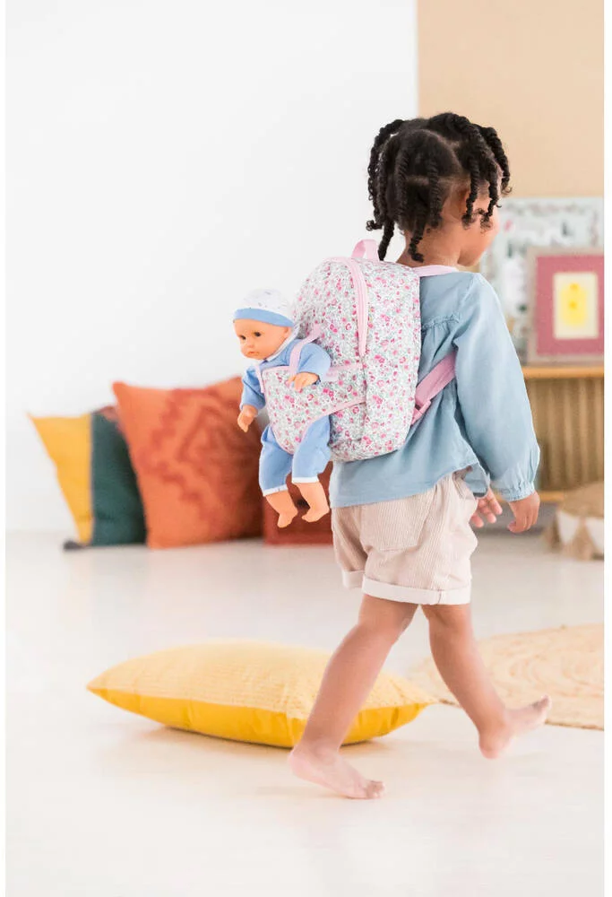 BB30 - SAC A DOS PORTE-POUPON FLEURI POUR POUPON 30 CM - COROLLE ACCESSOIRES