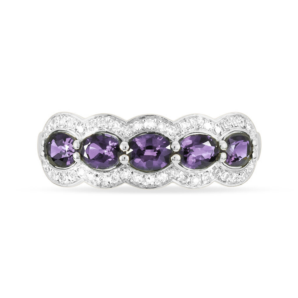 Bague Margaux Or Blanc Amethyste Et Diamant