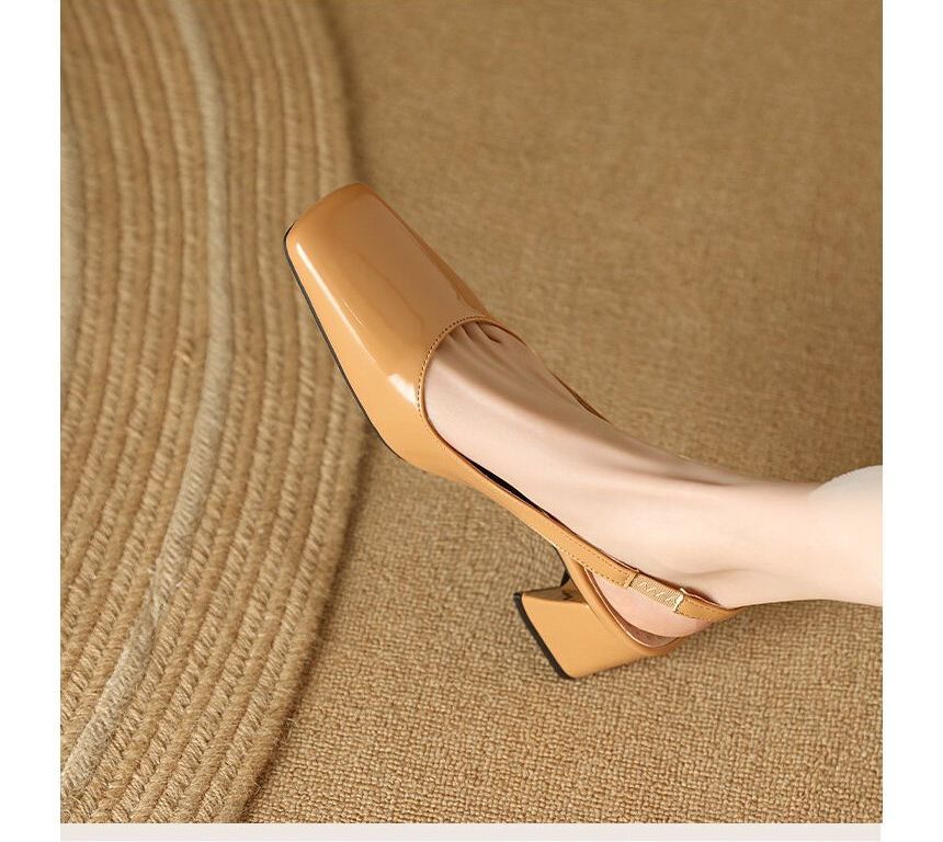 Niuna - Slingback muiltjes met vierkante neus en blokhak