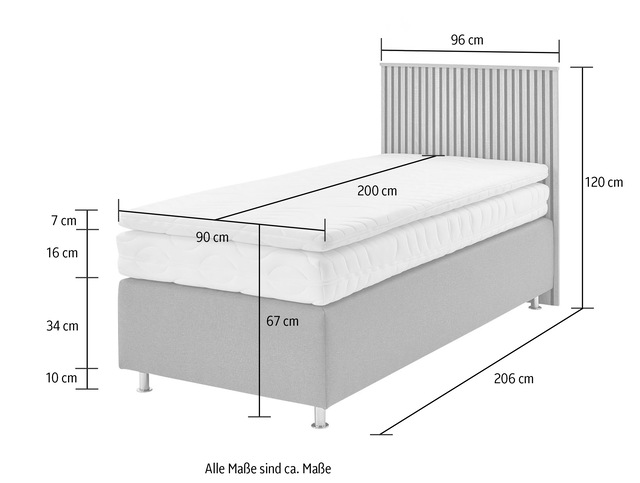 Westfalia Schlafkomfort Boxspringbett »Quercus« wahlweise mit LED-Beluchtung, 3 Matratzenarten zur Auswahl