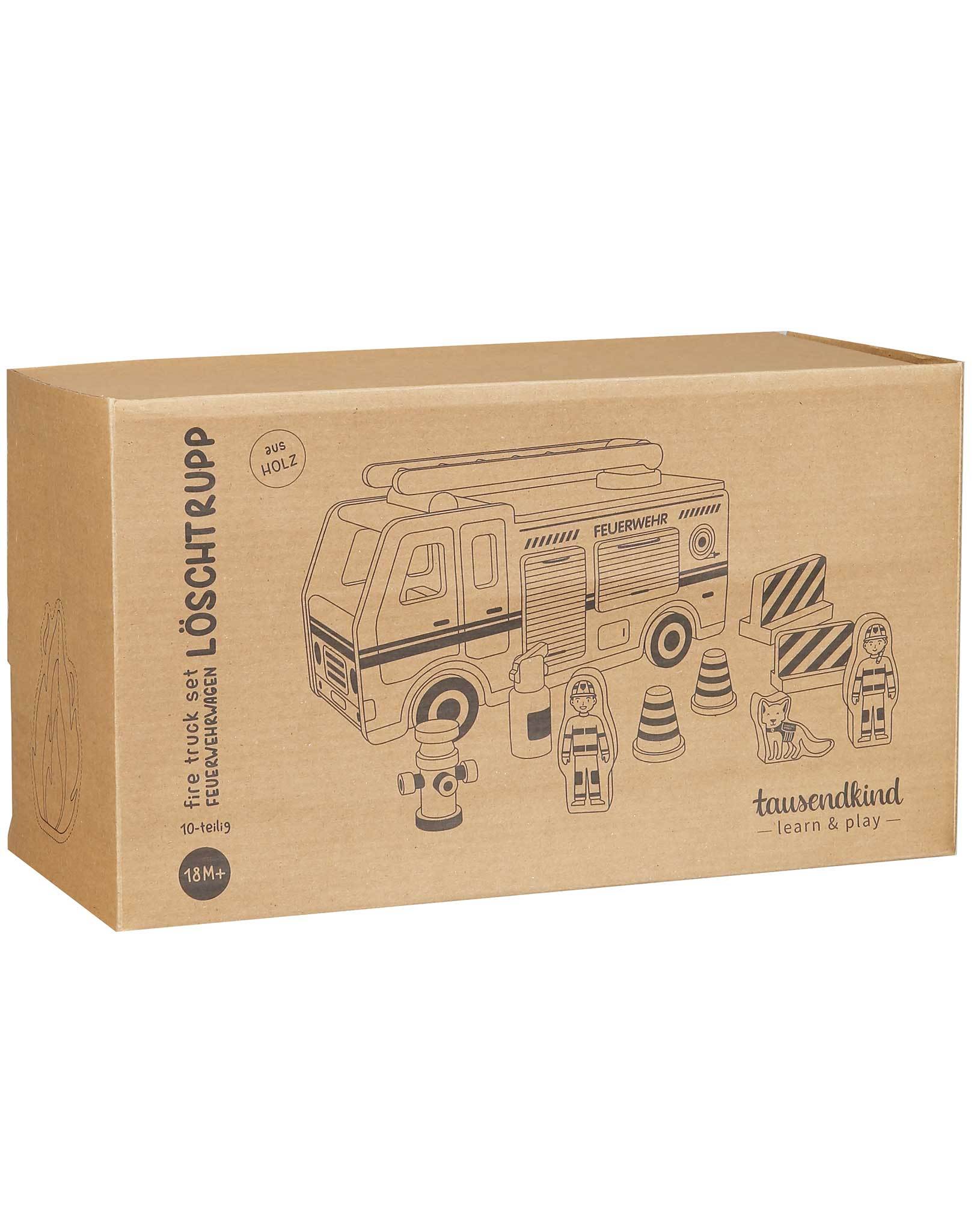 Feuerwehrwagen LÖSCHTRUPP aus Holz