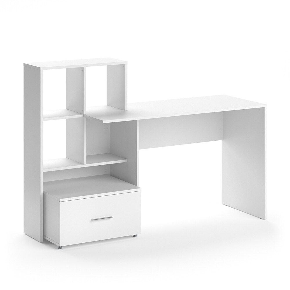 VICCO Schreibtisch LORIS Weiß Computer Bürotisch PC Regal Schublade Arbeitstisch