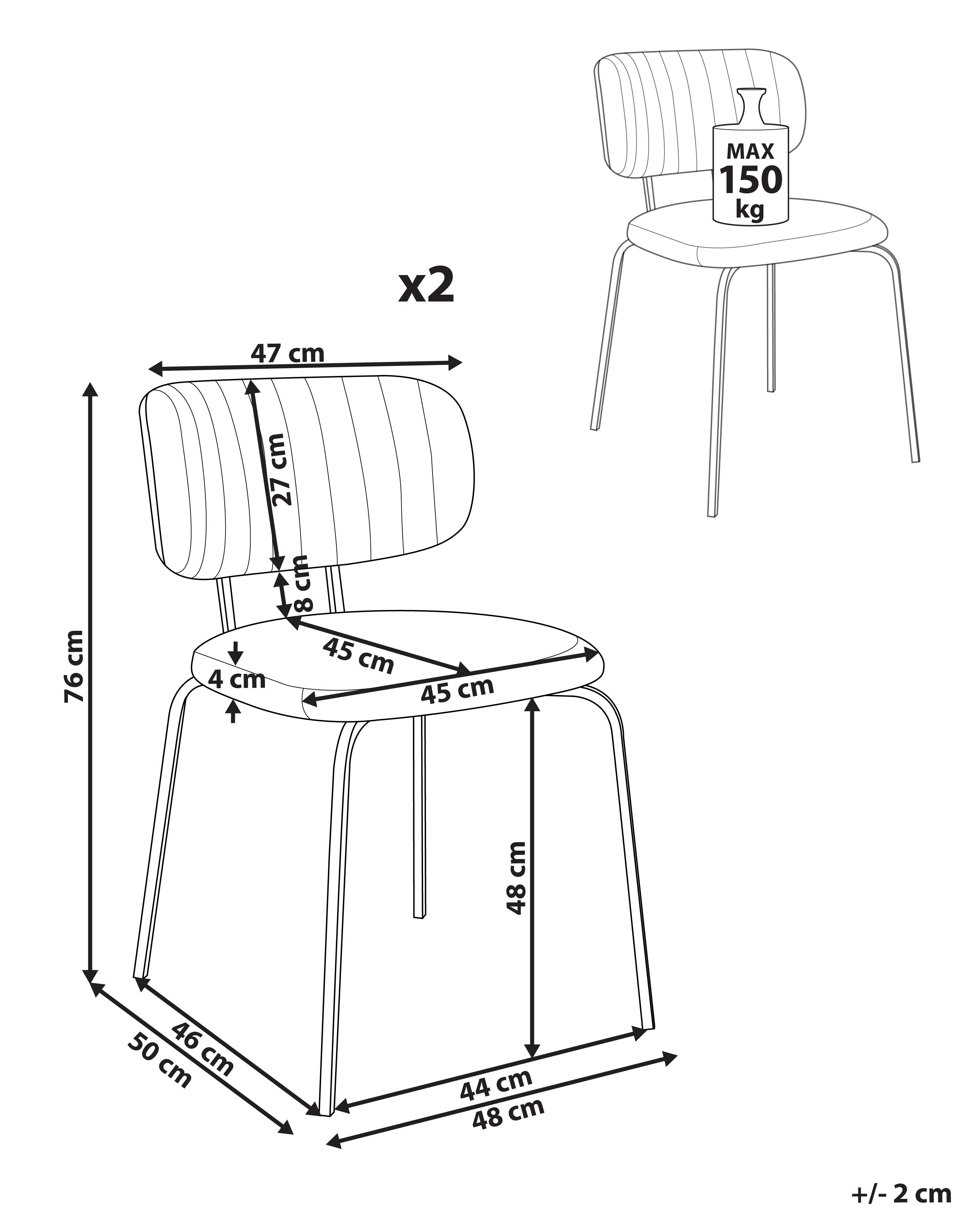 Set van 2 eetkamerstoelen IRINS Chenille Lichtbeige