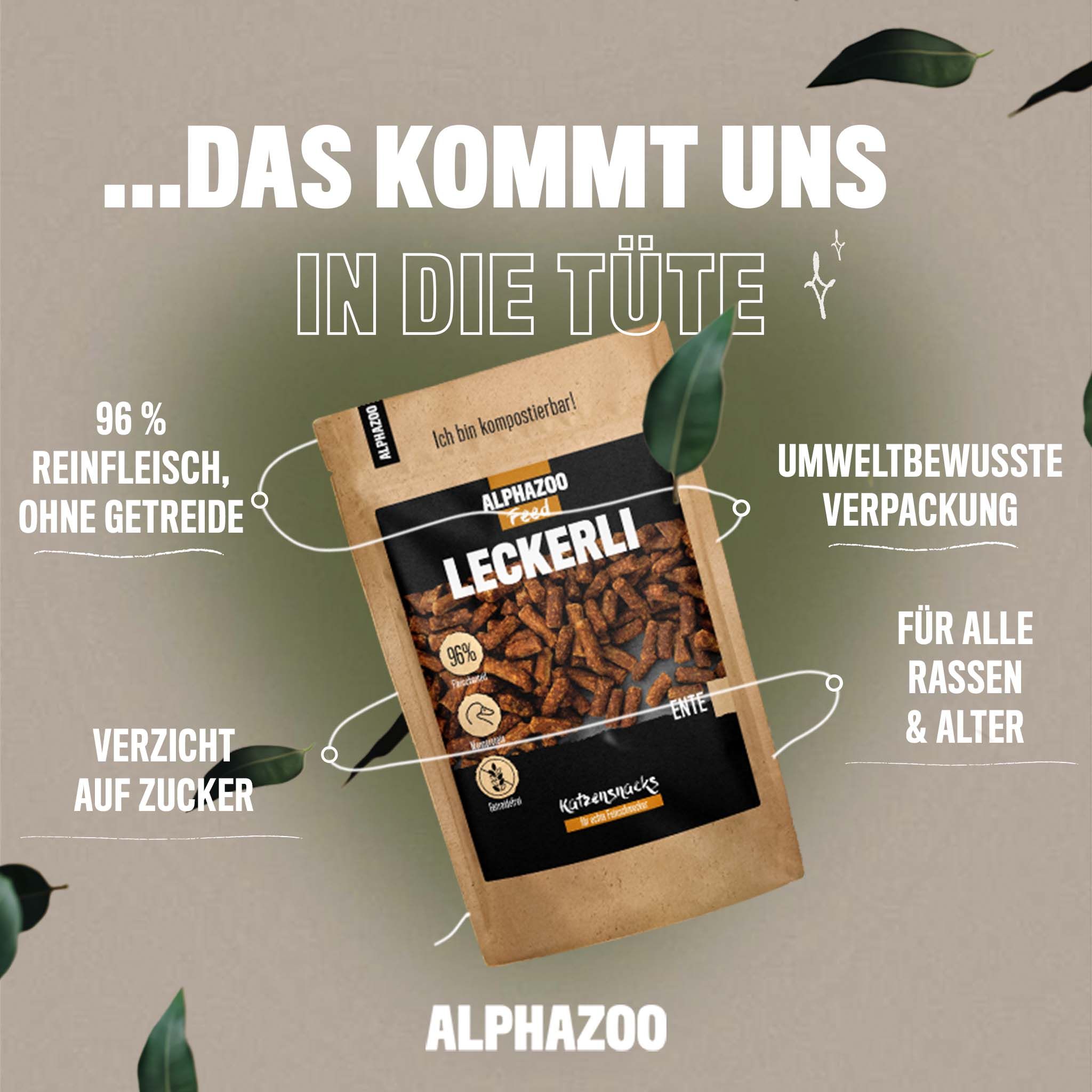 ALPHAZOO Leckerli Ente, Snacks für Katzen