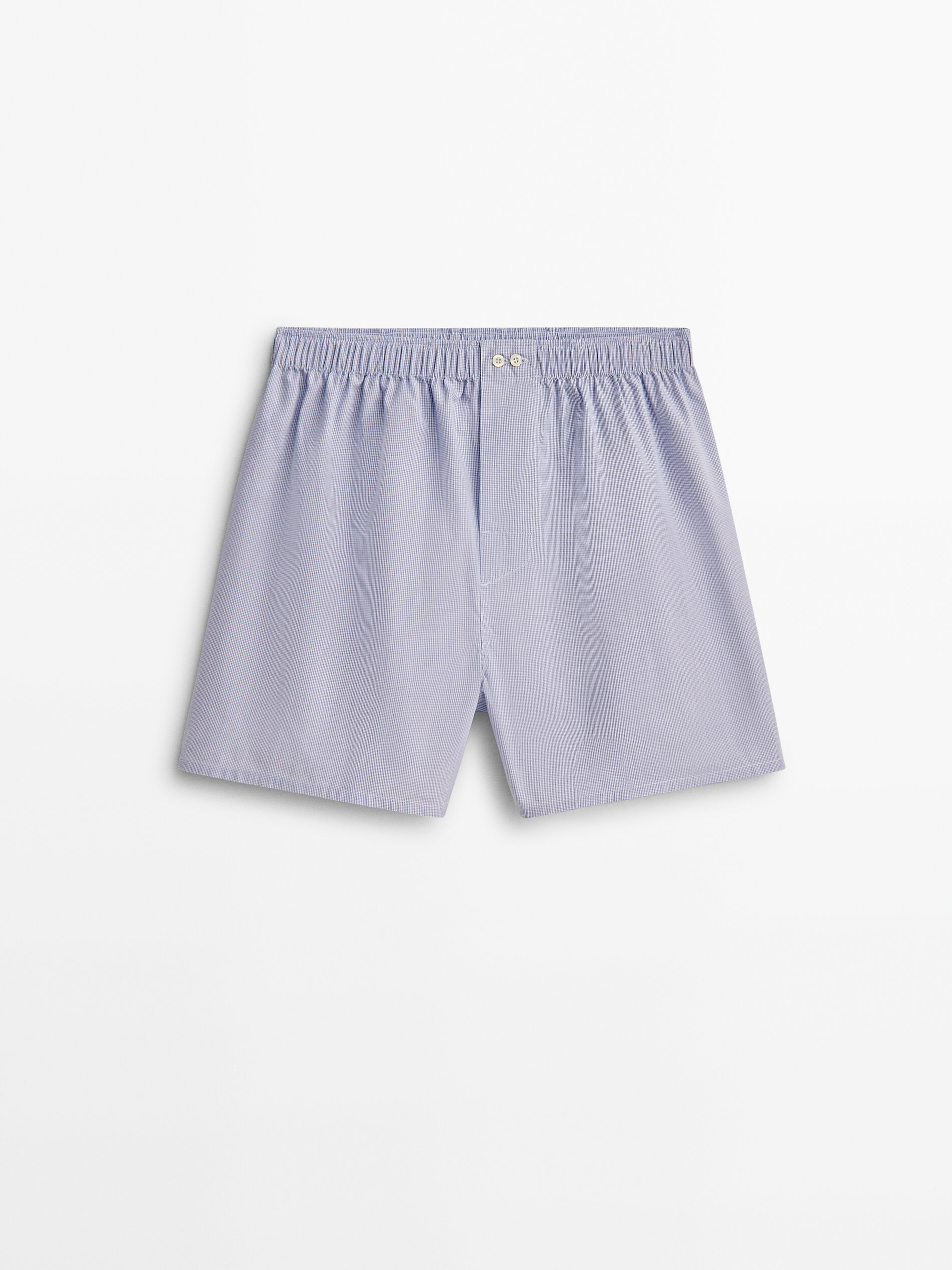 Cueca de popeline com estampa xadrez micro - AZUL