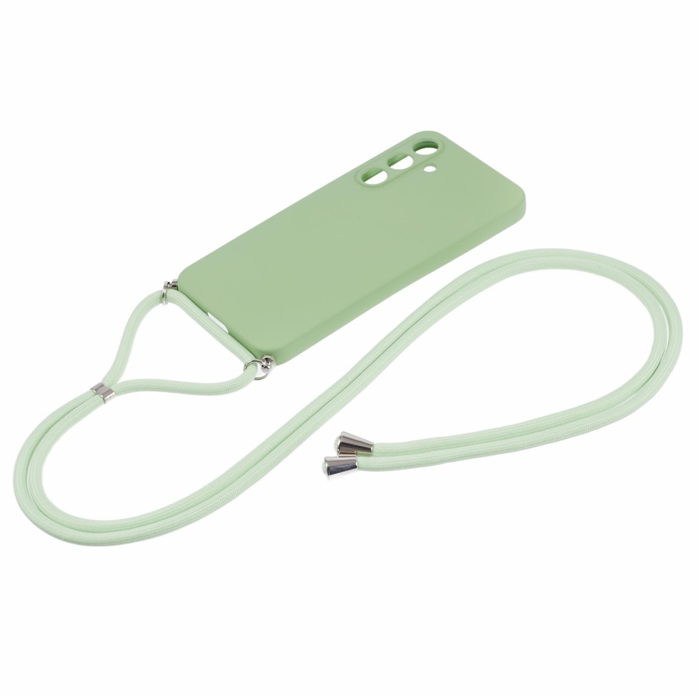 Samsung Galaxy A55 Necklace Gummi Case Hülle   Handykette (140cm) - Grün / Silber