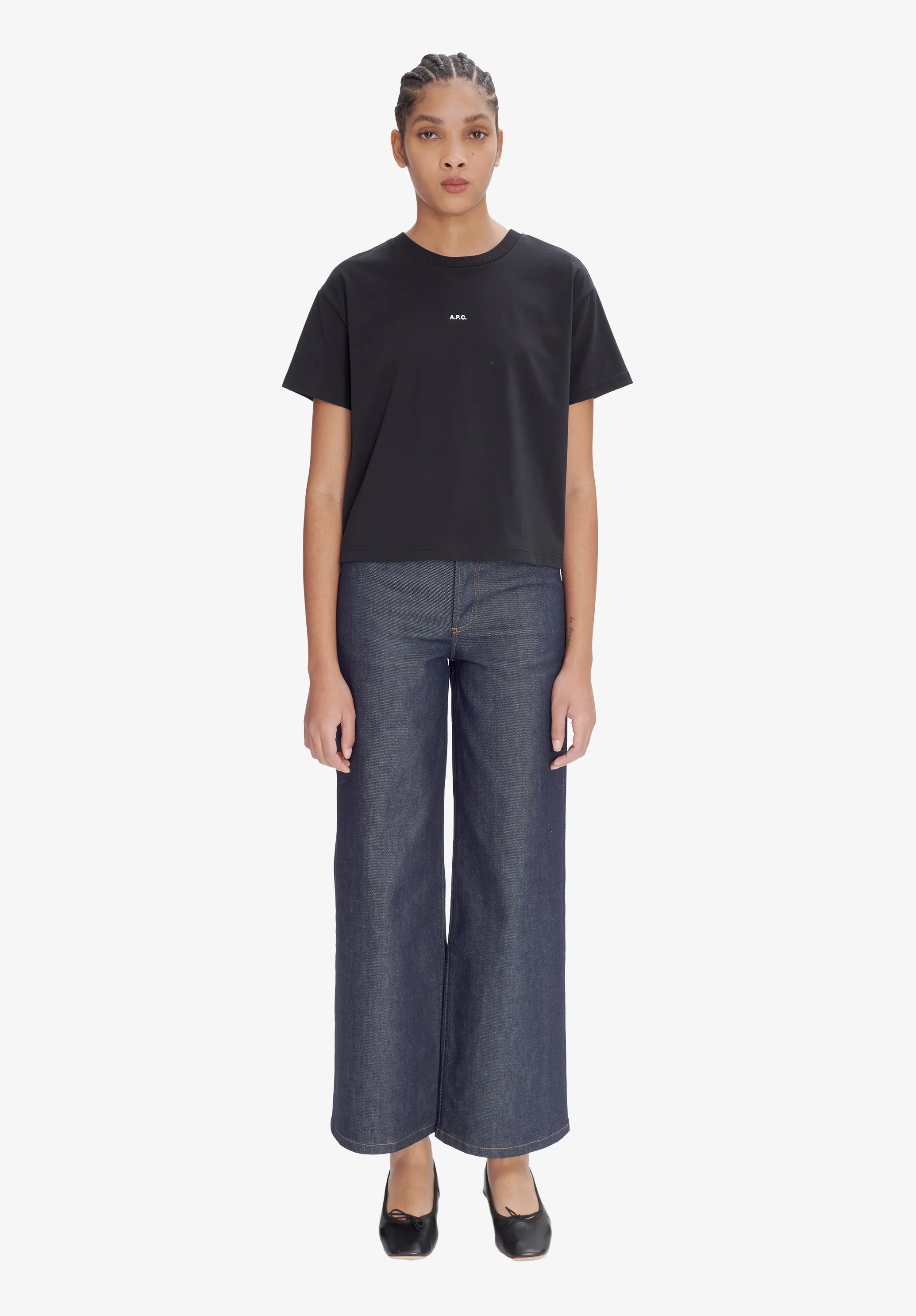 T-Shirt Boxy Micro Logo - Noir/blanc