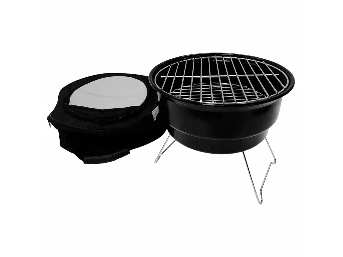 Barbecue au charbon de bois avec sac isotherme Marjal Noir Ø26,5x22,5cm 7house