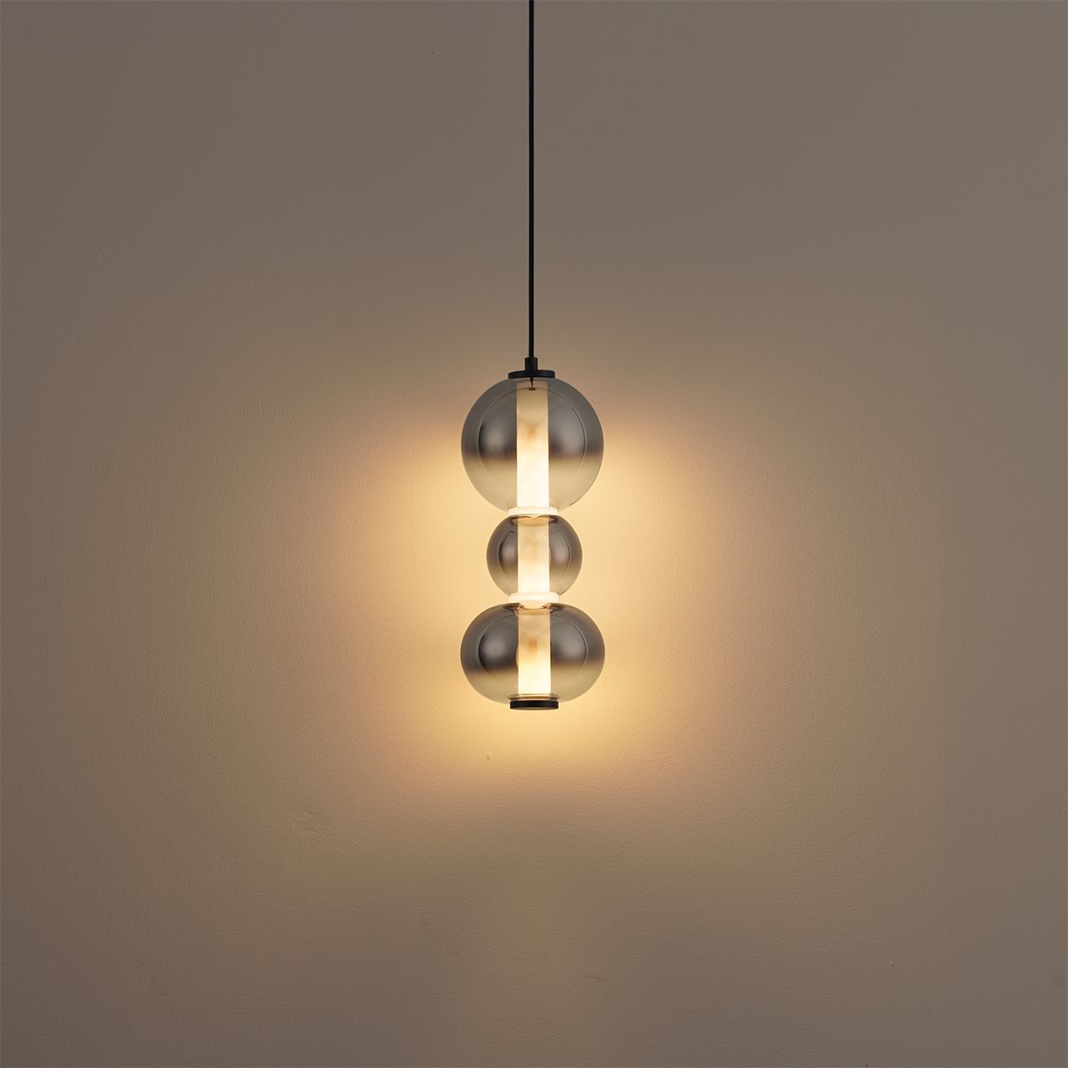 Art Deco hanglamp zwart met smoke en helder glas 3-lichts incl. LED - Lizzy