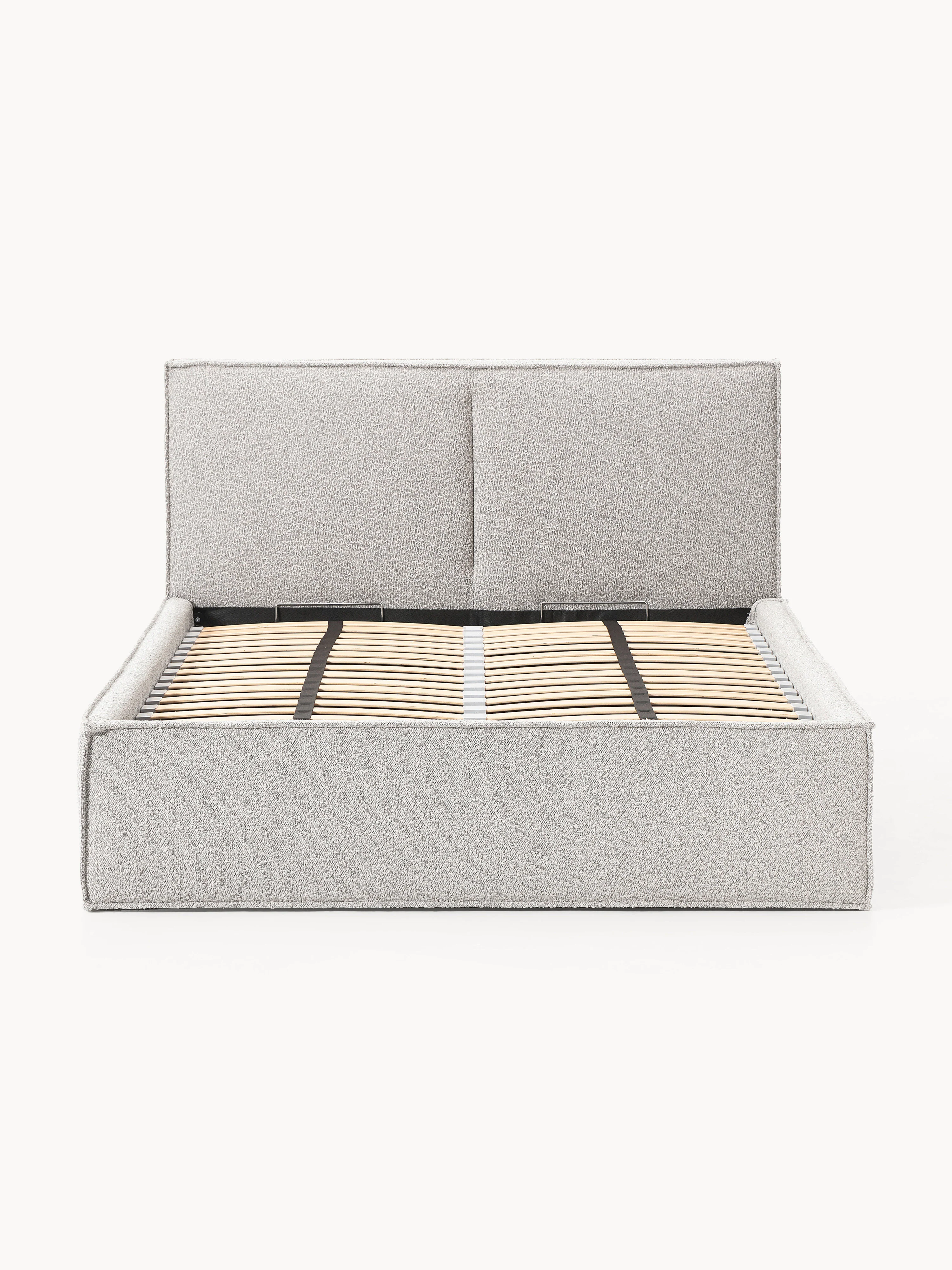 Bouclé gestoffeerd bed Dream met opbergruimte