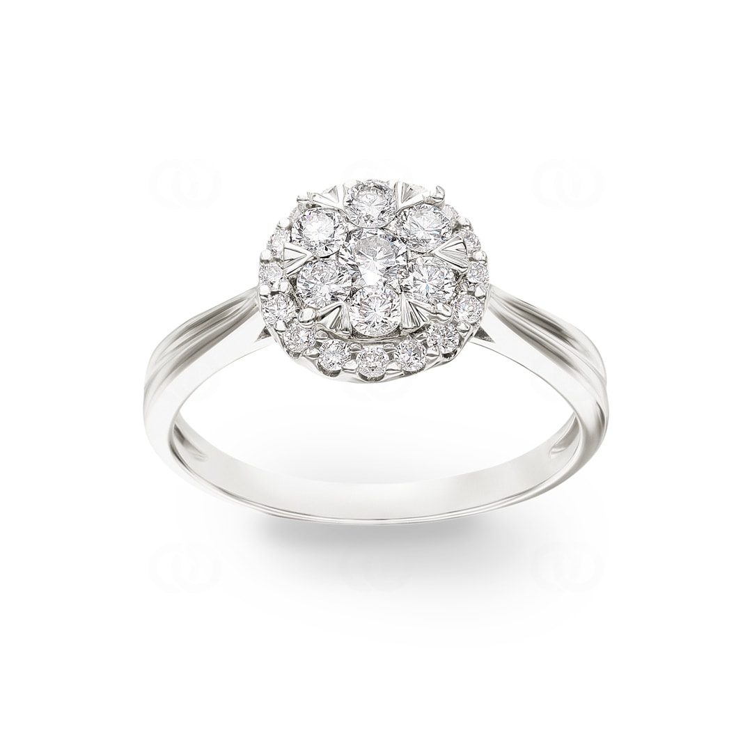 0.51 Karat Diamanten Halo Verlobungsring 750/18 K Weissgold