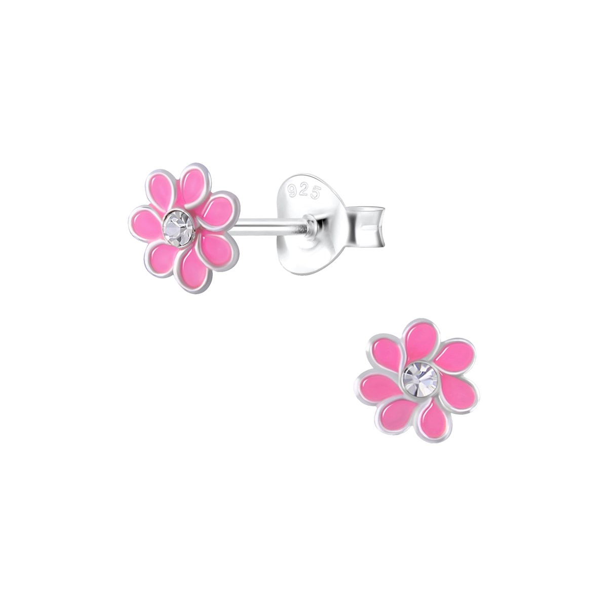 Boucles d'oreilles enfant Fleur en argent 925