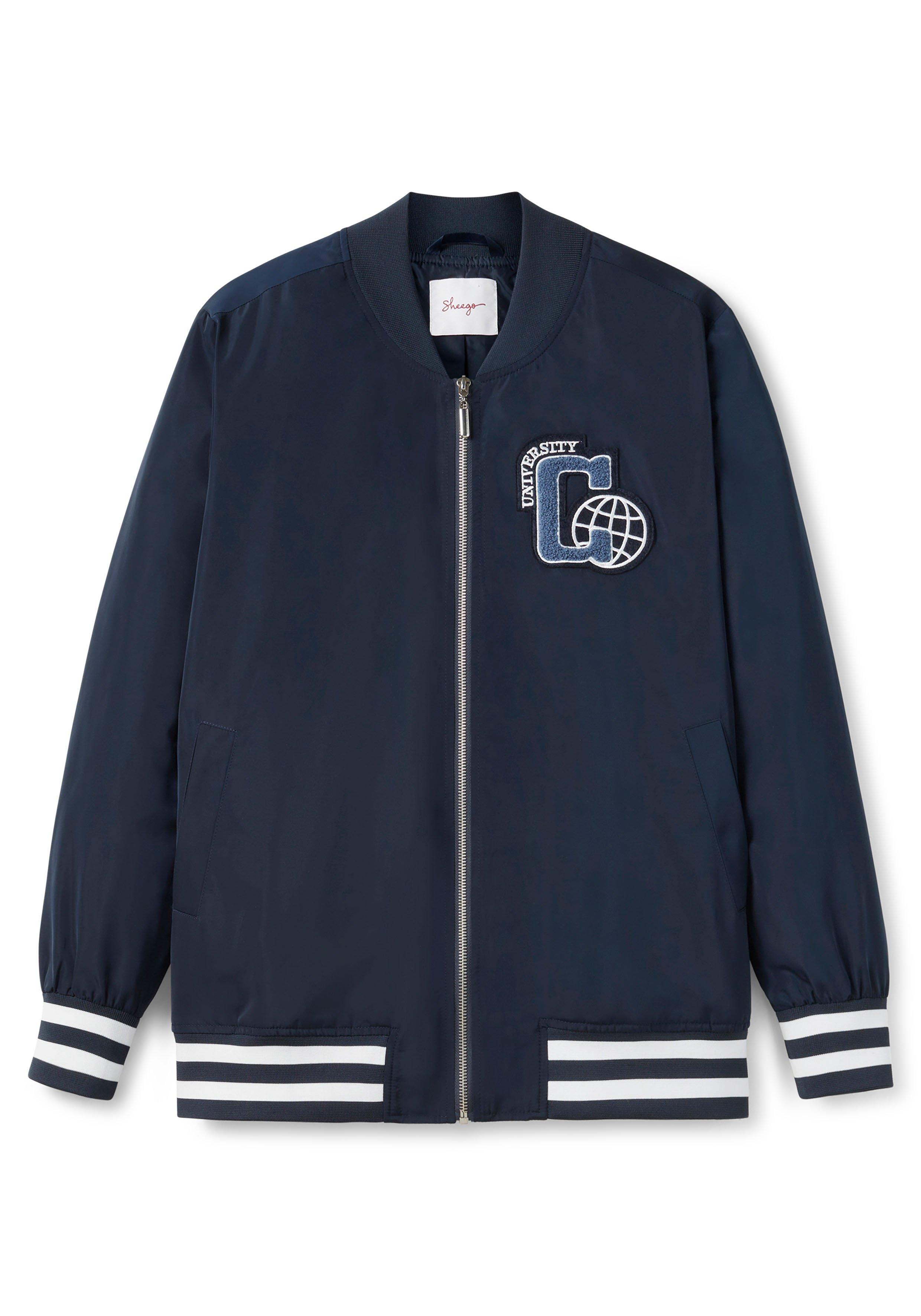 Blouson im College-Look mit Brust-Patch und Ringeln