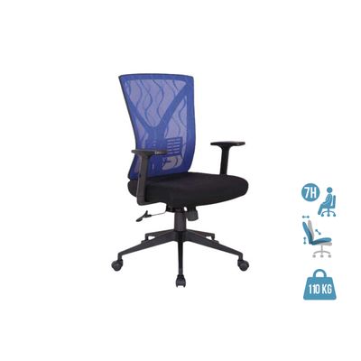 Fauteuil de bureau MARVIN - Accoudoirs réglables - noir et bleu