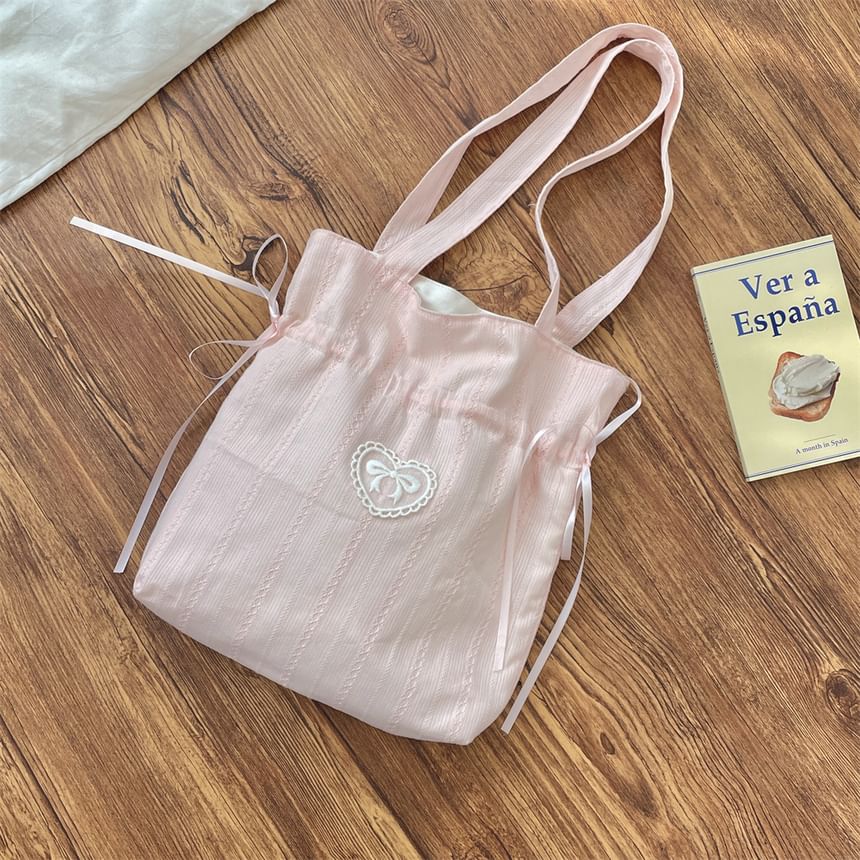 TangTangBags - Strik Hart Applicatie Trekkoord Tote Bag