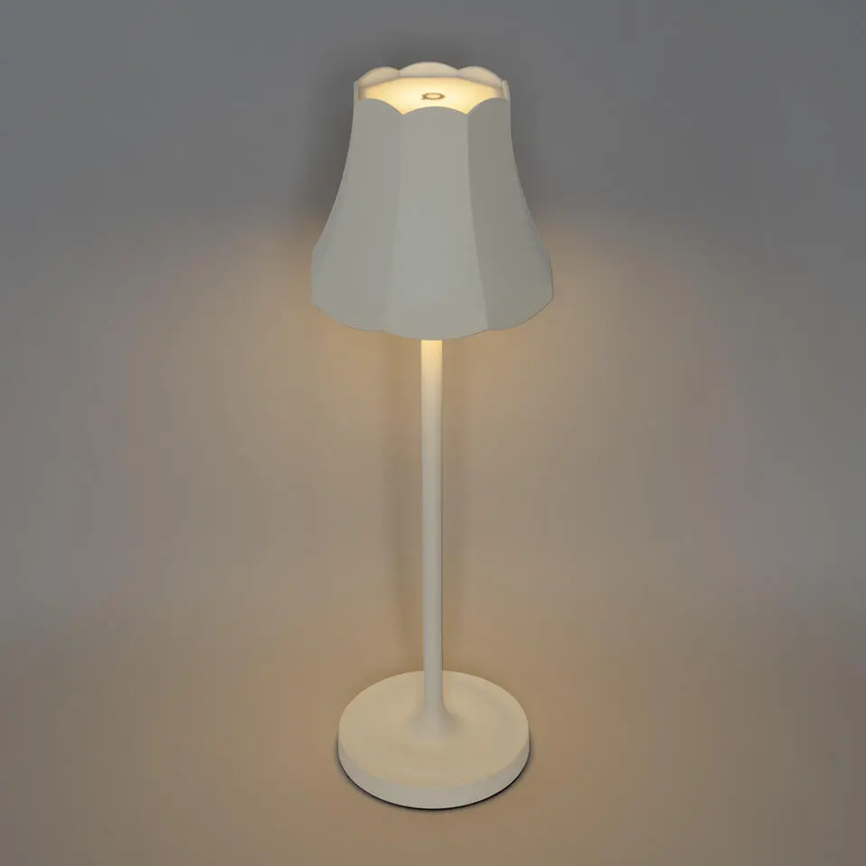 Qazqa tafellampen granny retro wit geïntegreerde led