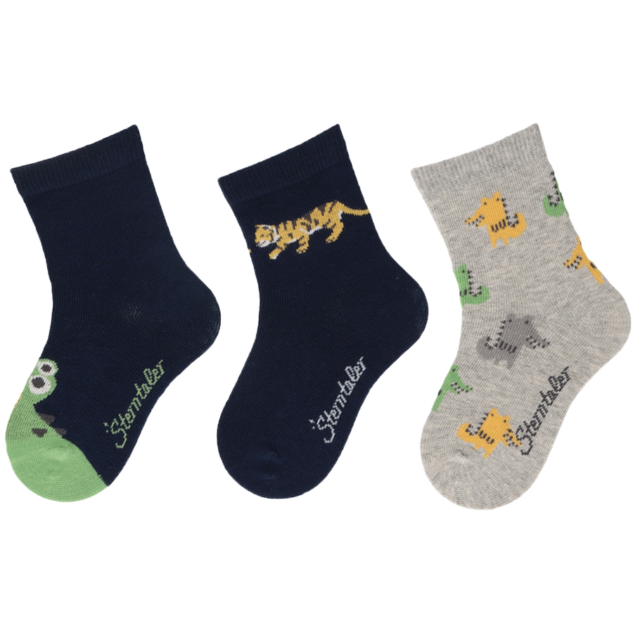 Sterntaler Socken 3er-Pack Krokodil marine