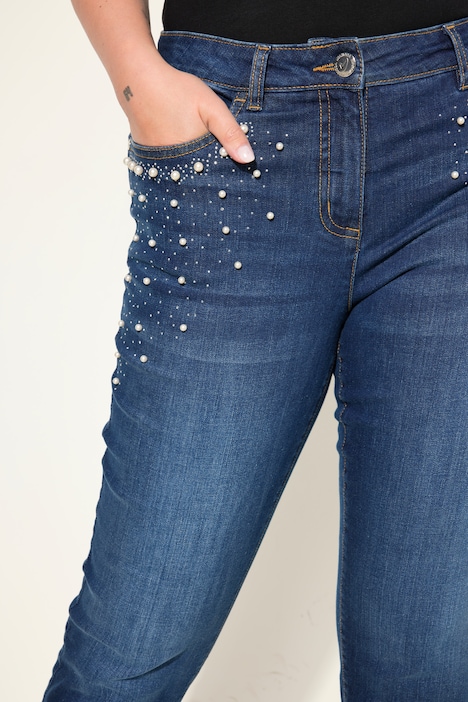 Jeans, Skinny Fit, Zierperlen an den Taschen, 5-Pocket