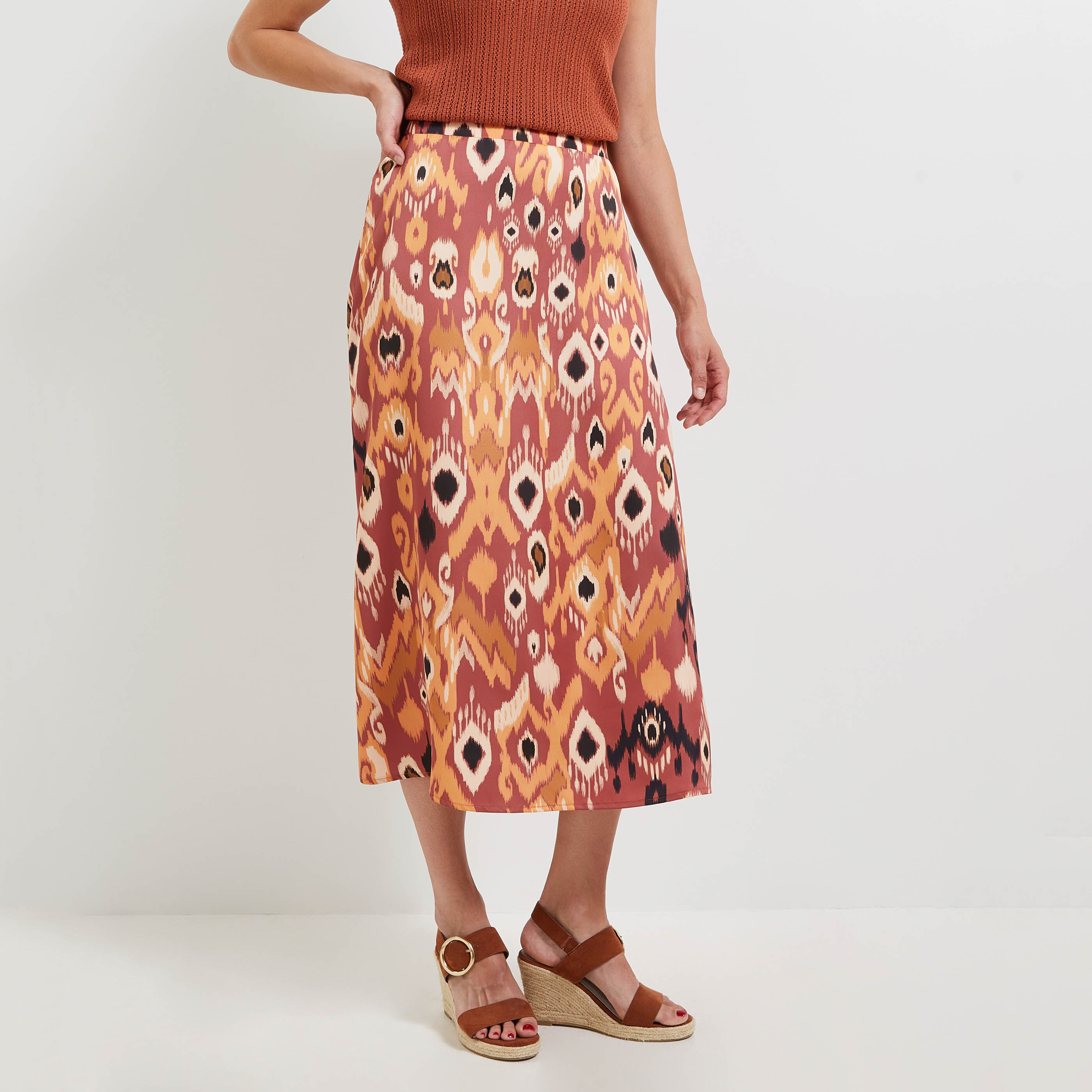 Jupe longue satin femme - IMPRIME