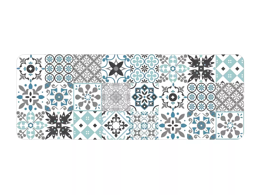 Tapis décoratif en polyester - L 45 x l 120 cm - Imprimé salou bleu