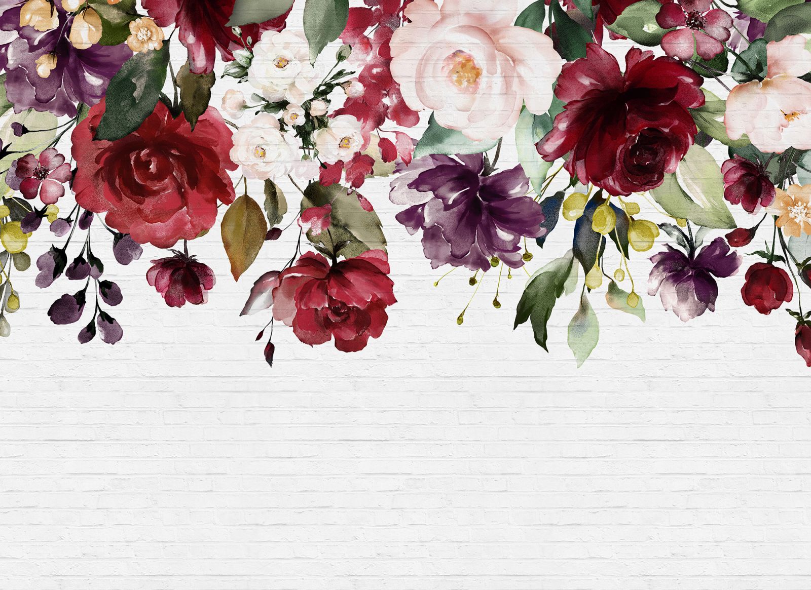 Fototapete DESIGNWALLS - bunt-weiß - Blumen - 2,55 Meter