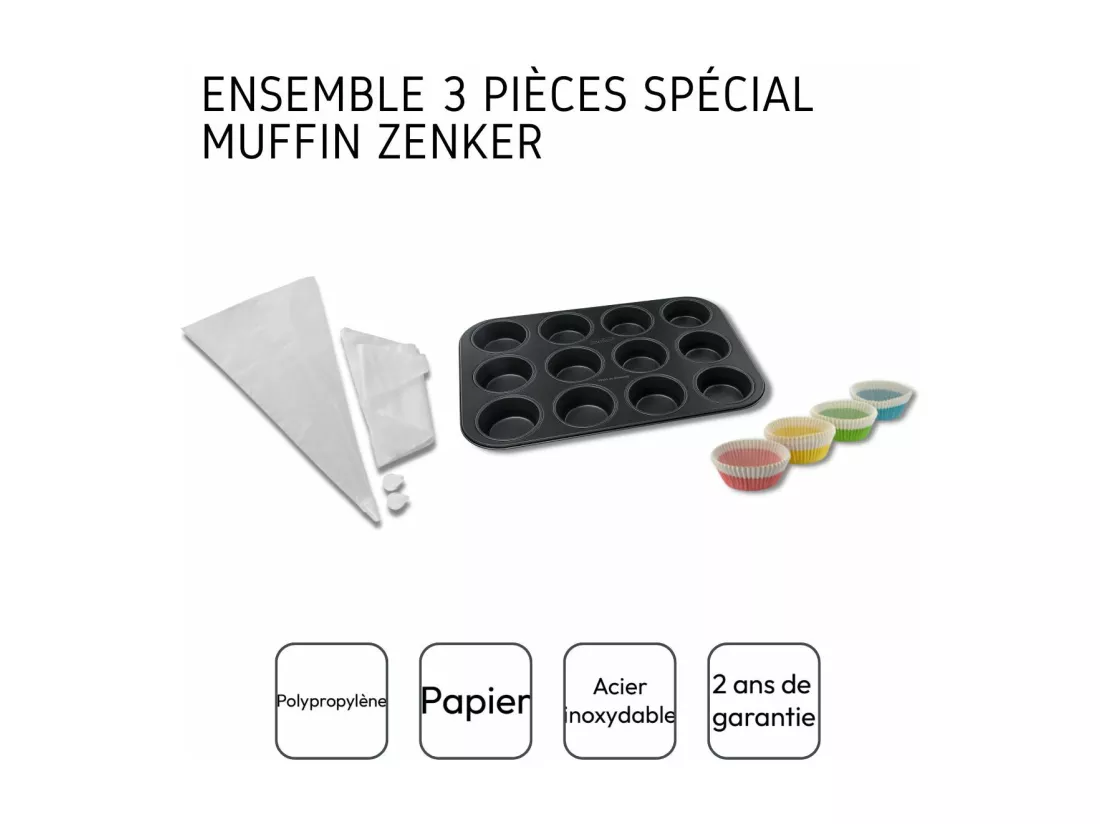 Ensemble 3 pièces spécial muffins Zenker