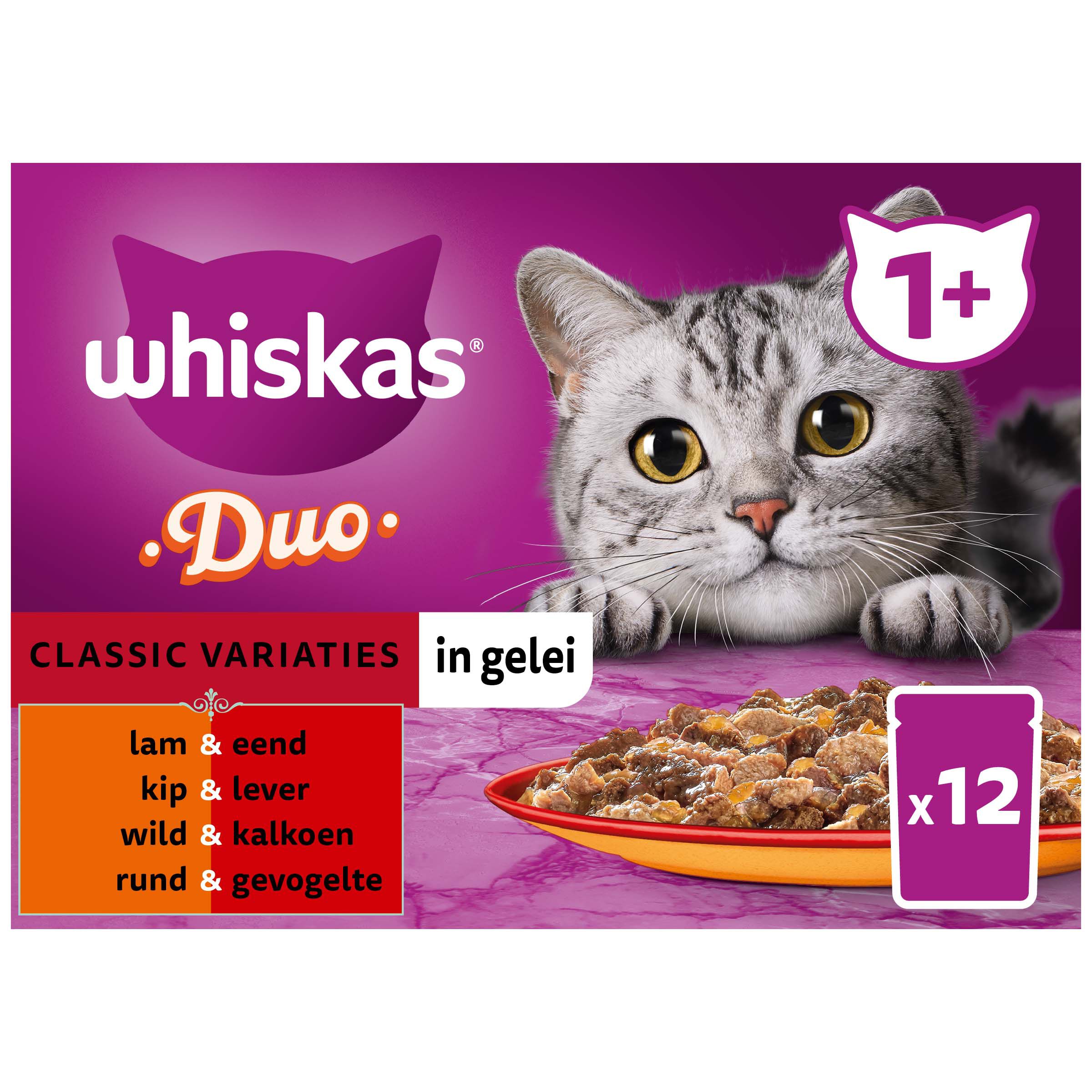 Whiskas  1  Classic Selectie - Kattenvoer - 12x85 gram - 1020 Gram - gelei