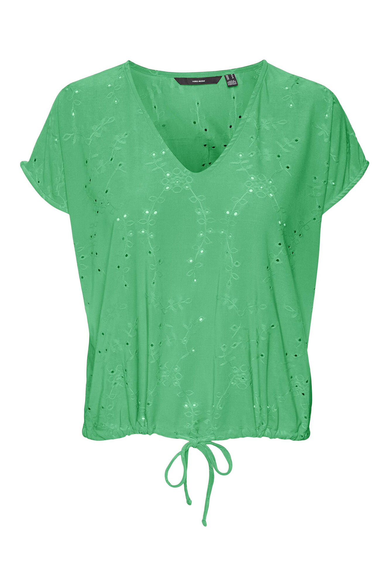 Camiseta de manga curta com decote em V - Verde