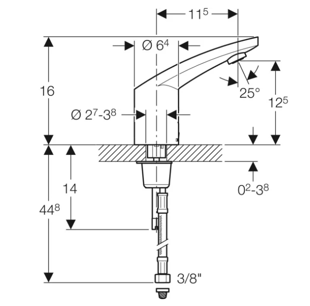 Geberit Hytronic 85 1-gats wastafelkraan koud of gemengd water chroom