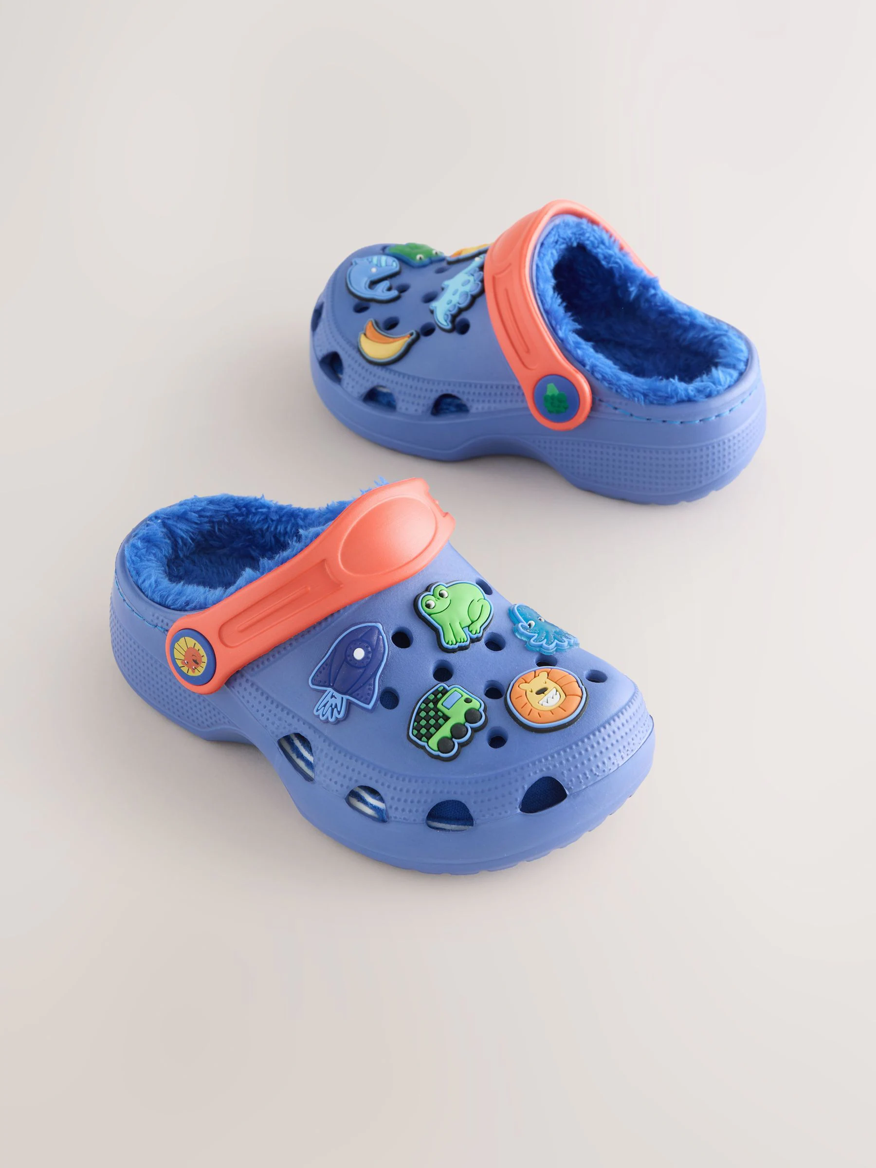 Blauw met figuurtjes - Warme gevoerde pantoffelklompen