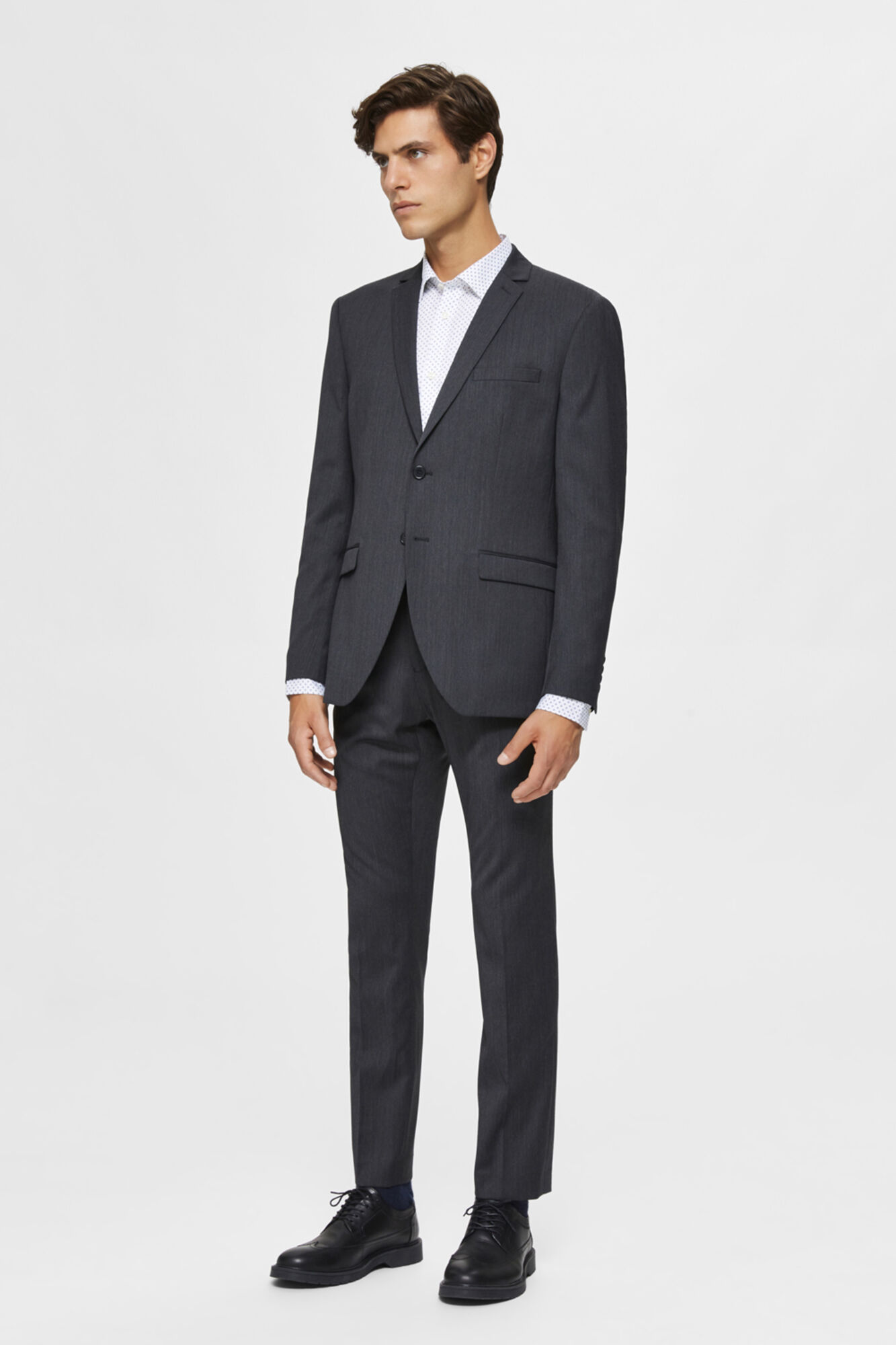Blazer slim com lapelas - Cinza